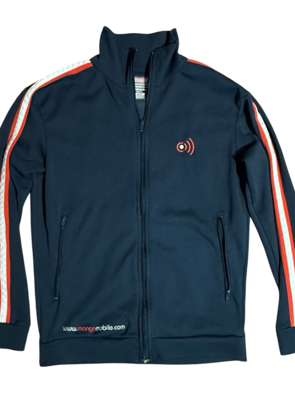 Men's Navy Performance Track Jacket with Orange Stripes Mango Mobile Vintage